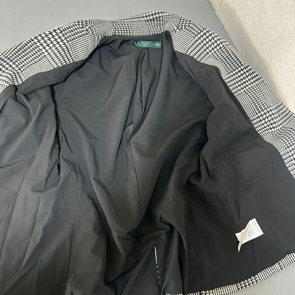 Lauren Ralph Lauren Womens Houndstooth Blazer Size 12 Preppy Old Money Academia - Picture 6 of 11